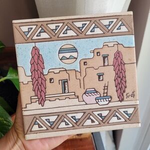 Vintage Ceramic Tile made by Earthtones Tile 1990 Wall Hanging Matte Finish Sign